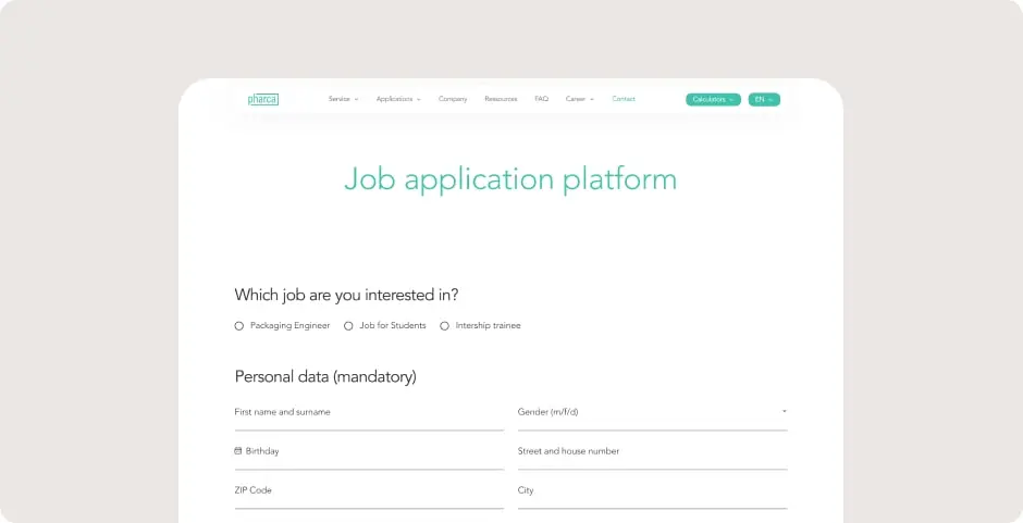 pharca job application